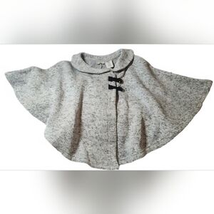 Max Studio Baby Girls' Knit Poncho Cape in Gray With Black Toggle Buttons US 6X